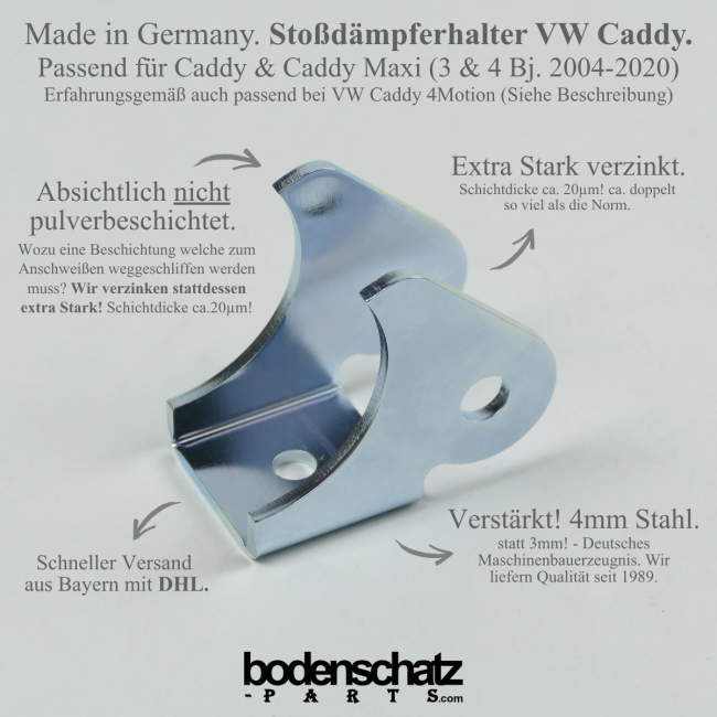 Halter Aufnahme Stossdämpfer VW Caddy Hinterachse 2004-2020 / EXTRA VERZINKT